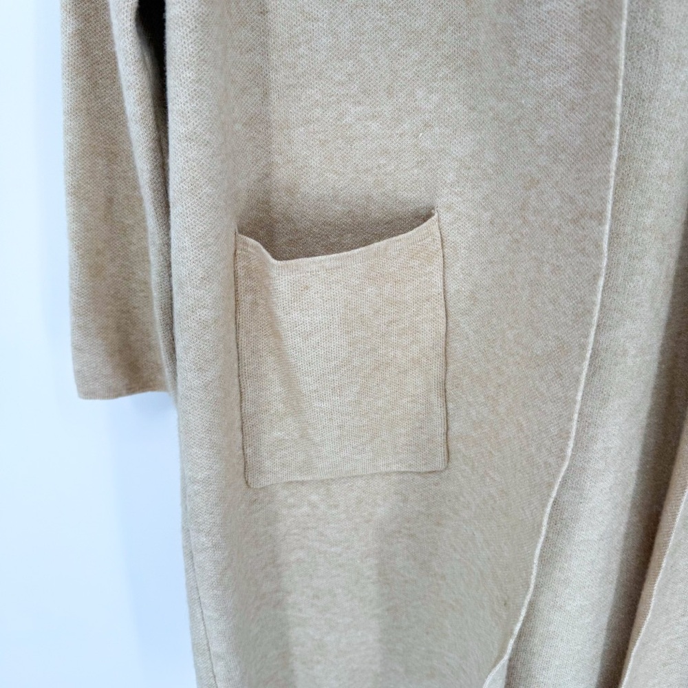 NWT Mystree Minimalist Neutral Longline Knit Hooded Open Cardigan Large - Picture 5 of 11
